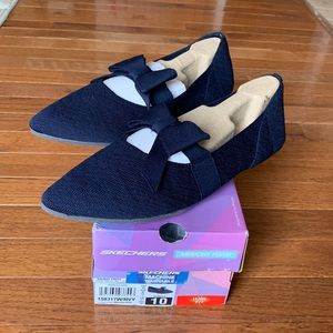 Skechers Womens Cleo Point Beholder Navy Pointed Toe Mary Janes Shoes Brand New